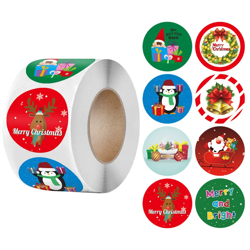 500pcs 2.5cm Christmas Round Stickers Decoration Labels Envelope