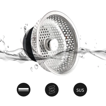 

304 Stainless Steel Bathroom Drain Hair Anti-clog Filter Sewer Filter Kitchen Drains Strainers Kitchen Sink Drain Kit
