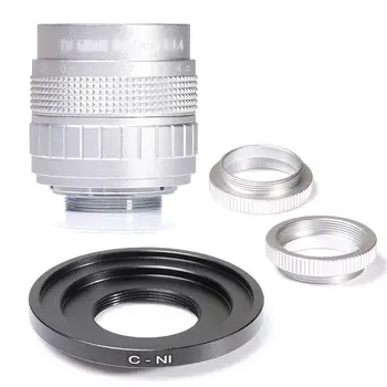 

Silver Fujian 50mm F1.4 CCTV TV camera lens + C-N1 Mount Ring for Nikon 1 J5 S2 J4 V3 AW1 S1 J3 V2 J2 J1 V1 camera