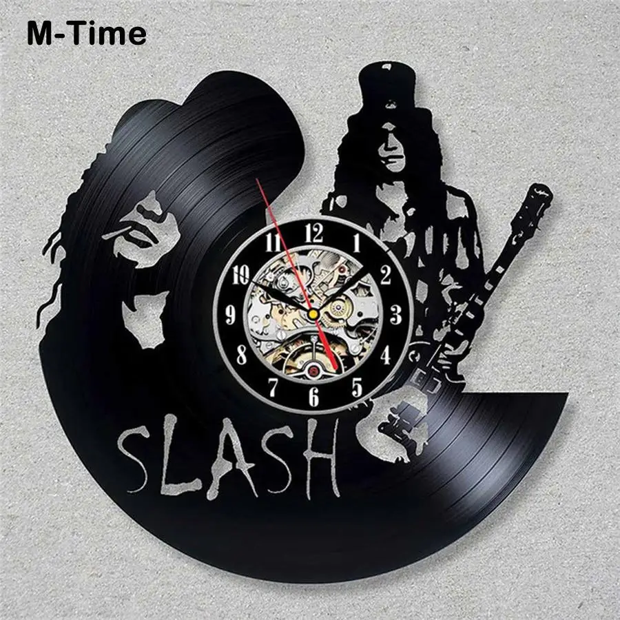 Настенные часы Guns N Rose с виниловой пластиной музыкальная тема 3D наклейки рок группа виниловые светодиодный
