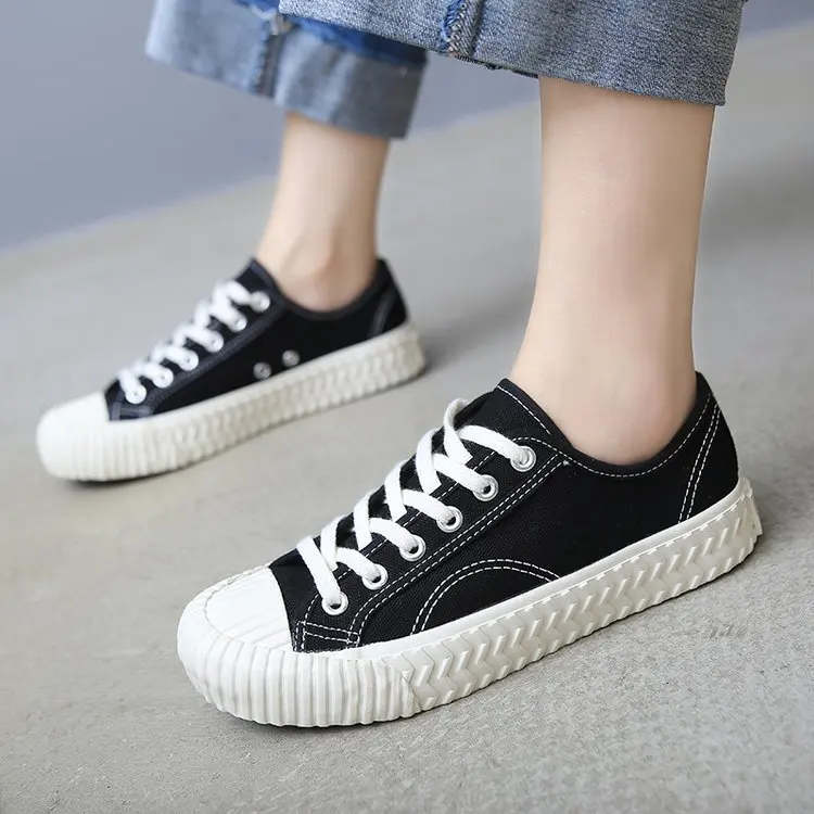 

Shoes Women's 2019 Summer And Autumn New Style Flat Closed-toe Lace-up Low-Cut Versatile tang tang Yeager Canvas Shoes