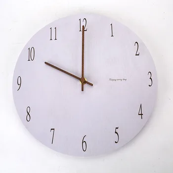 

Simple Round Mute Wall Clock Bedroom Wooden Wall Clock Fashion White Decorative Home Wall Watches Modern Design W6477