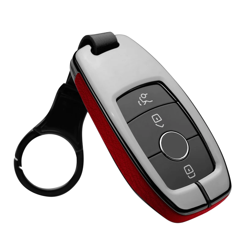 

Metal leather Car Key Cover Case For Benz W203 W204 W211 CLK C180 E200 AMG C E S Class Smart Remote Cover Protector Bag Holder