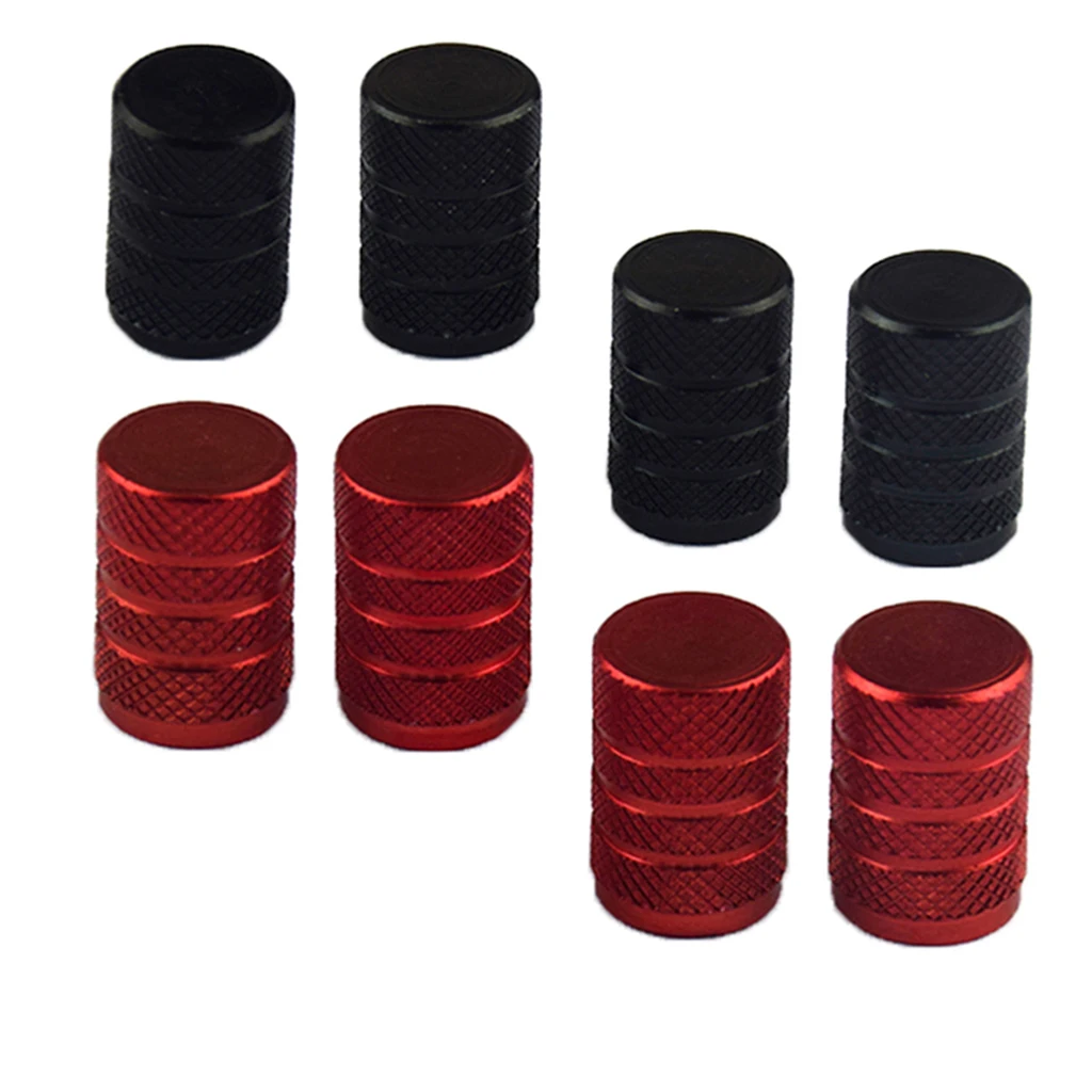 8 Pack Car Bike Wheel Tire Valve Stem -in Dust Cap Aluminum Black+Red