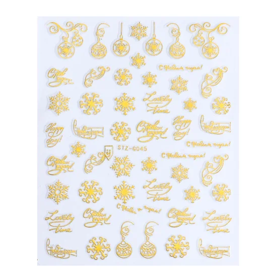 STZ-G045 Gold 3D наклейки для ногтей, золотые, красные, рождественские наклейки для дизайна ногтей, наклейки со снежинками, надпись, клеящиеся подвески, слайдер, дизайнерские украшения, TRSTZG041-049 - Цвет: STZ-G045 Gold