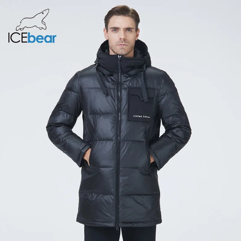ICEbear male travel wear hooded winter coat large pocket men's clothing MWD21923I parka coat parkas coat
