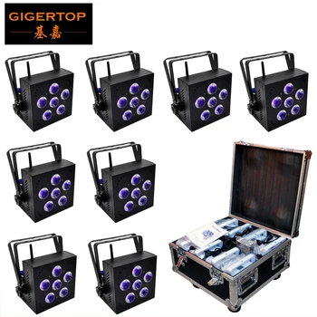 

TIPTOP Stage Light 6 x 18W RGBWA UV 6IN1 Battery Wireless Led Par Light DMX512 Control Phone App Function Charging Flightcase