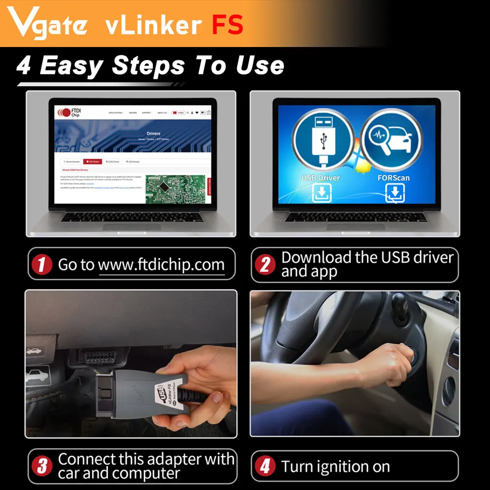 Vgate vLinker FS ELM327 For Ford FORScan HS/MS-CAN ELM 327 OBD 2 OBD2 Car Diagnostic Scanner Interface Tools OBDII For Mazda 5