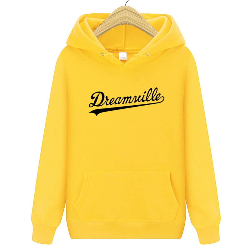 yellow Fashion New Hoodies Men Hip Hop DREAMVILLE J Cole Logo Hooded Swag Letter Fleece J Cole Hoodie Winter Hoodies Men Pullove - Цвет: yellow