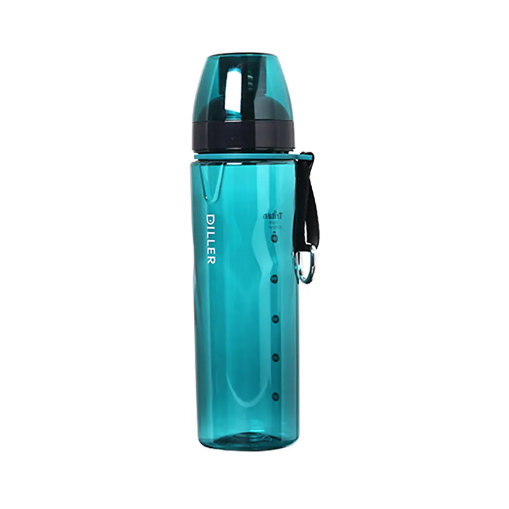 Охладитель бутылка для воды с крышками пластиковая прозрачная ручная чашка Спортивная Фитнес дорожная бутылка для воды Agua уличная бутылка для воды - Цвет: Blue