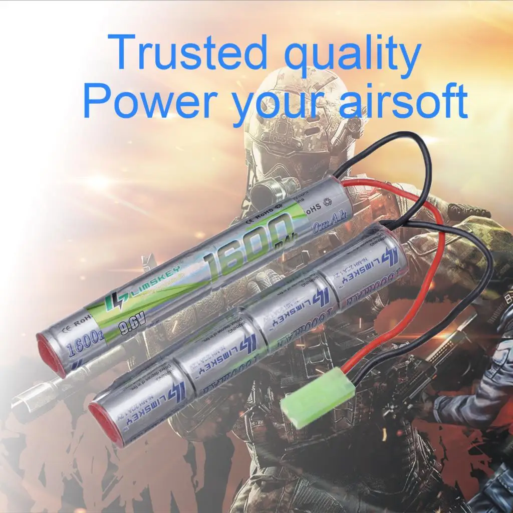 

Набор никель-металлогидридных аккумуляторов Lismkey 8S 2/3A 9,6 v 1600mAh Butterfly NunChuck с разъемом Mini Tamiya для страйкбольных пистолетов ICS CA TM SRC JG
