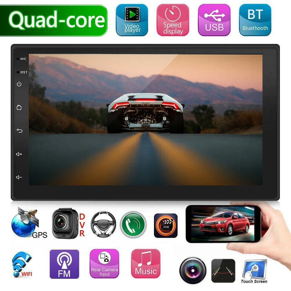 2DIN HD Android 9,1 автомобильный Радио gps навигация Bluetooth WiFi USB FM универсальный Авторадио автомобиля стерео аудио резервный монитор