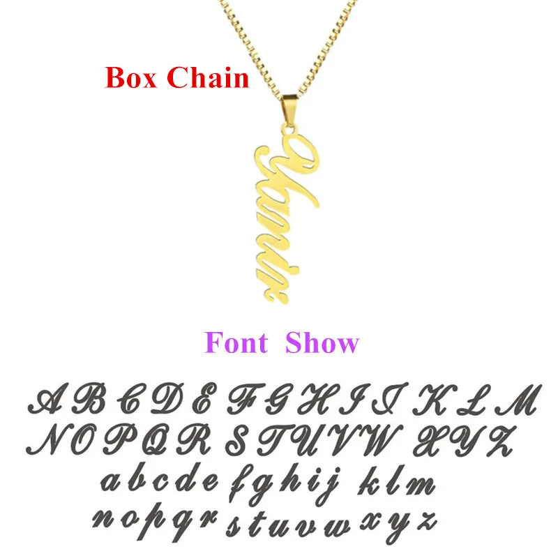 Box Chain 1 Vertical BFF персонализированные имя длинное ожерелье для женщин и мужчин шкатулка цепочка на заказ табличка Колье Золото кеттинг Старый английский стиль - Окраска металла: Box Chain 1 Vertical