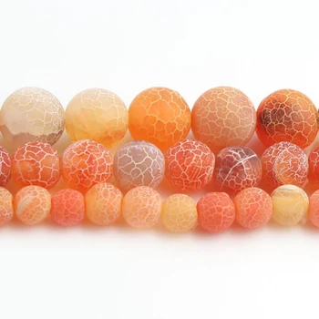 

6/8/10mm Natural Frosted Orange Agates Weathered Stone Round Beads for Diy Bracelet Jewellery Making 15 inch