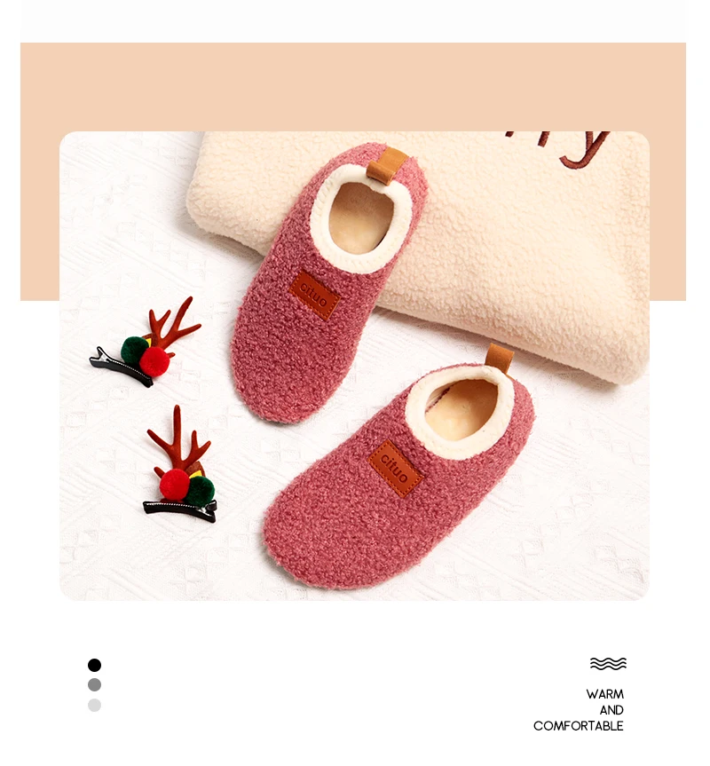 extra wide fit children's shoes Winter Children Cashmere Slippers Kids Soft Warm Sock Floor Shoes Boys Rubber Soles Non-slip Cotton Slippers Indoor Home Shoes children's shoes for adults