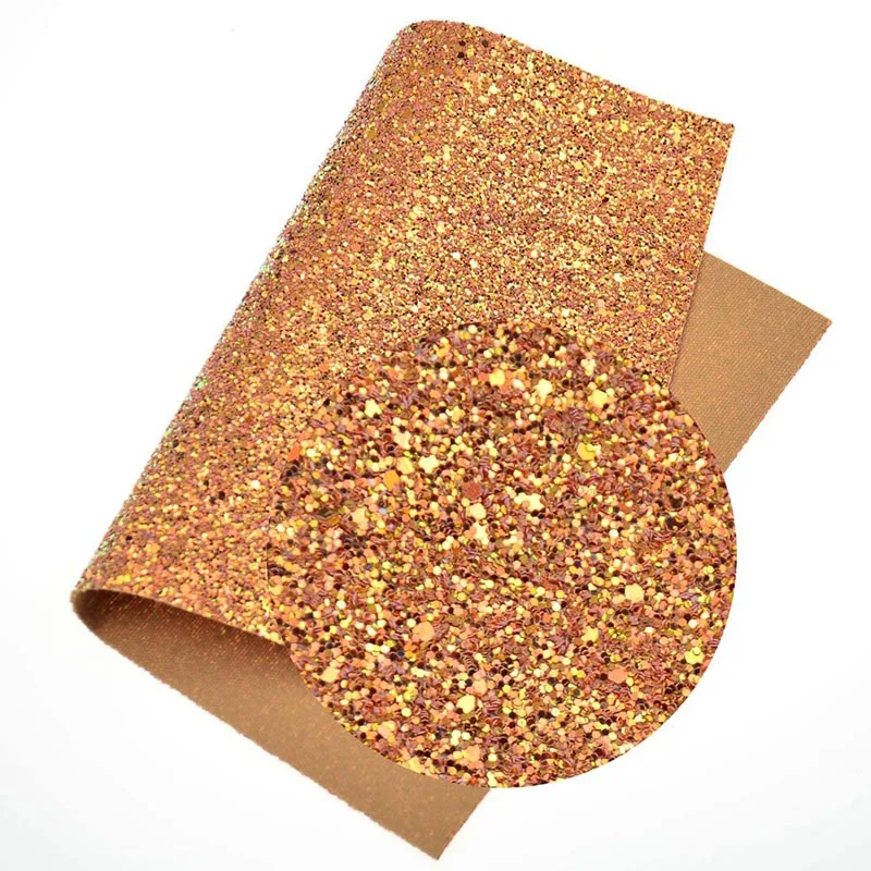 Orange 22*30cm A4 Chunky Glitter Synthetic Leather Fabric Shiny Bow Fabric DIY Accessories Fabric Handmade Crafts Patchwork Material - Color: Orange