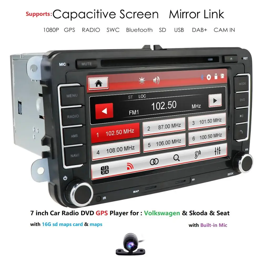 Perfect Car Touch Screen 7" Stereo GPS DVD Navi for VW Golf Polo Passat Tiguan Jetta Altea+RDS+BT+SD card+SWC+CAN BUS+USB+EQ+Rear Camera 2