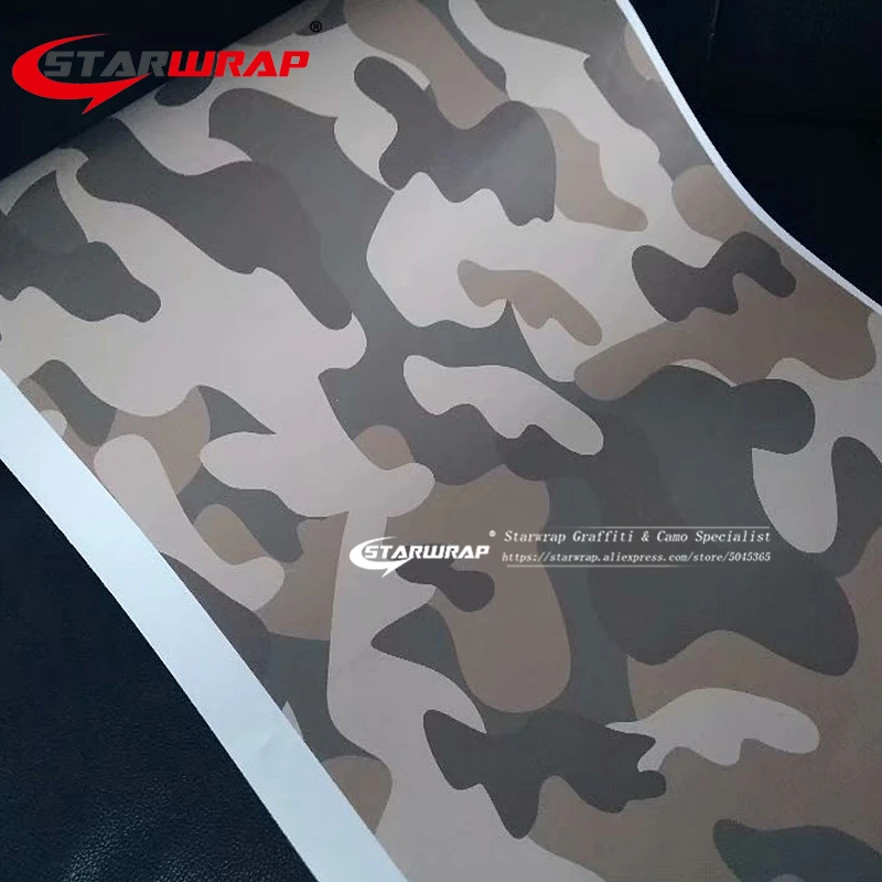 Starwrap Коричневые Серые камуфляжные виниловые обертки для укладки с воздушными пузырьками, бесплатные камуфляжные пленки