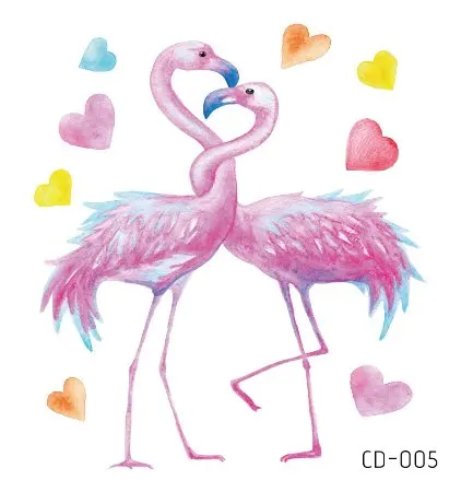1 лист, милые розовые и красочные парные фламинго на День святого Валентина, боди-арт, временные поддельные татуировки, водостойкие тату - Цвет: CD-005