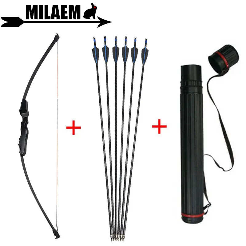 

40lbs Archery Recurve Bow And Arrow Set Straight Bow 31.5inch Carbon Arrow+Arrow Quiver Training Shooting Hunting Accessories
