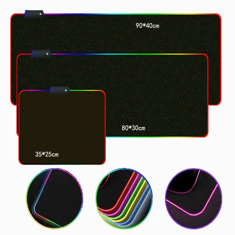Yuzuoan DIY пользовательский RGB светодиодный игровой коврик для мыши большой RGB E-sports нескользящий USB светодиодный резиновый компьютерный коврик с радужной подсветкой