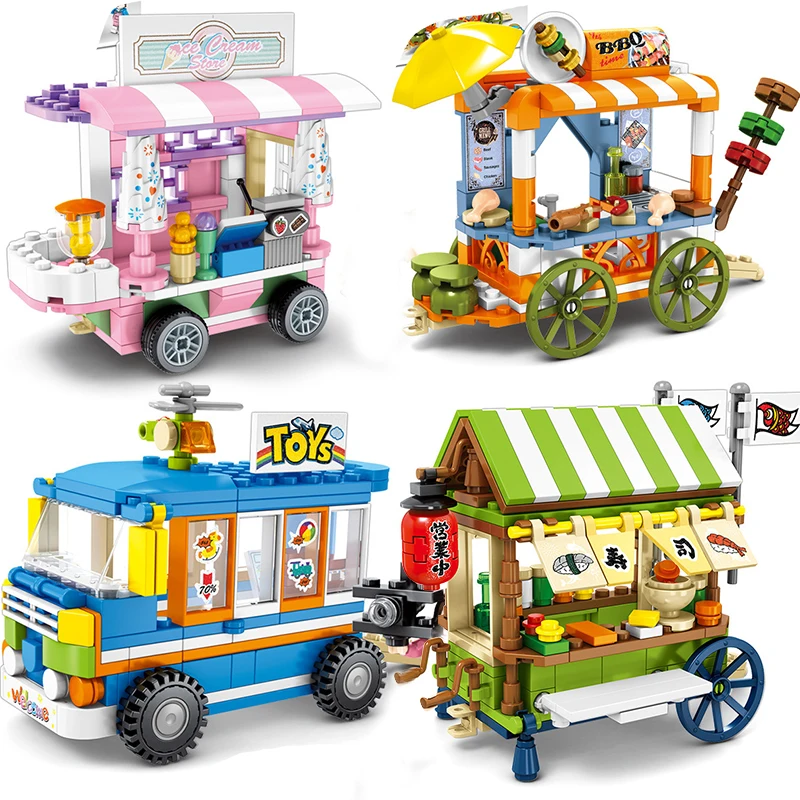 

City Street View Compatible Legoingly Friends Creator Ice Cream Truck Food Store Buildings Blocks Educational Toys For Children