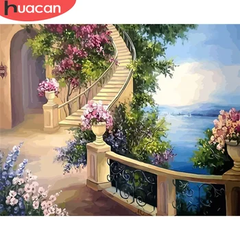 

HUACAN DIY Pictures By Number House Kits Hand Painted Paintings Art Painting By Numbers Landscape Drawing On Canvas Home Decor