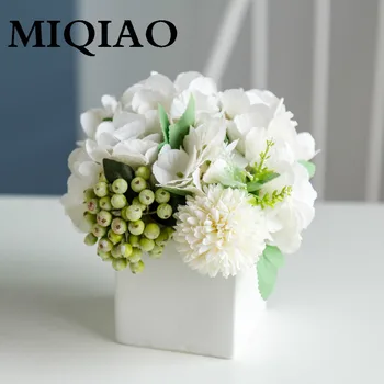

MIQIAO 1 Pieces1 Basin Fresh And Elegant Hydrangea Eustomas Violet Flower Wedding Supplies Photography Props Free Shipping