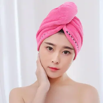 

Dry Hair Cap Microfiber Coral Fleece Shower Cap Plain Quick Dry Towel Quick Dry Hair Cap Wrap Towel 6 Colors