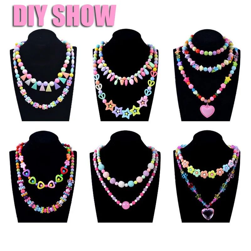 Girl Jewelry Making Handmade Beaded 24 Lattice Beauty Fashion Diy Beads Accessory Set Bracelet Necklace Making For Girls Gifts