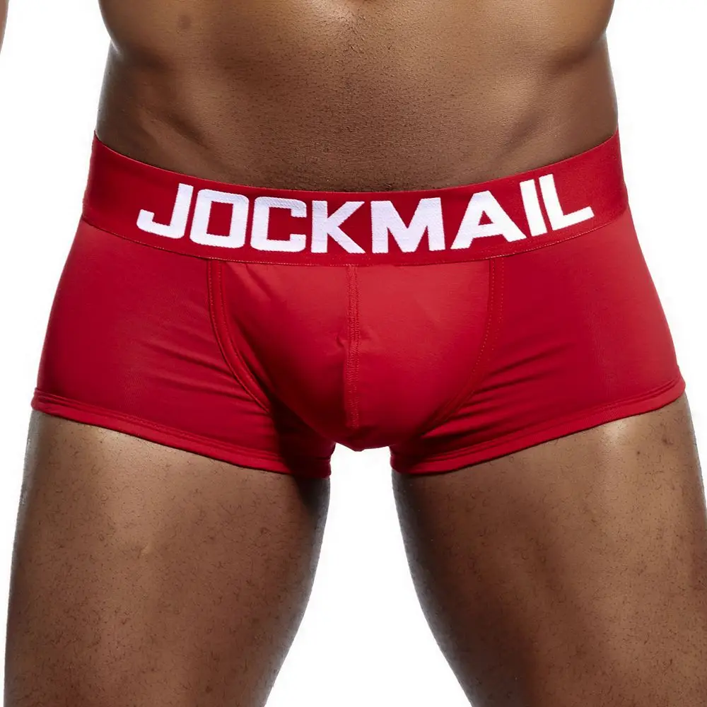 Бренд JOCKMAIL, мужские боксеры, хлопковое сексуальное мужское нижнее белье, боксеры с u-образной выпуклой сумкой, трусы с принтом листьев, Сетчатое дышащее нижнее белье для геев