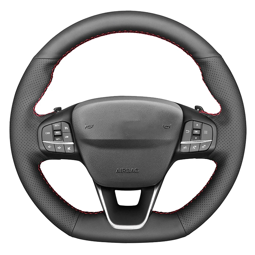 Coprivolante Per Auto In Pelle Artificiale Nera Per Ford Focus St-Line Fiesta St-Line 2018-2019 Focus St Fiesta St 2018-2020