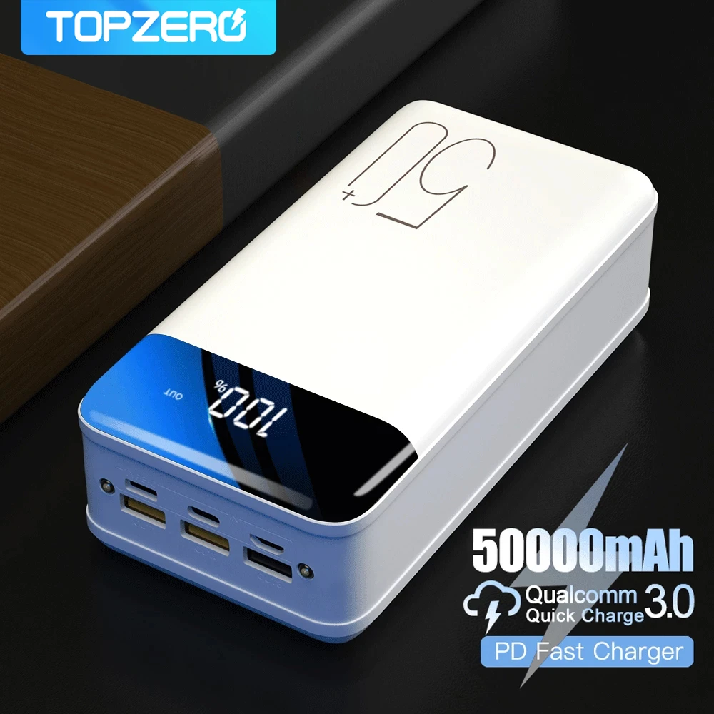 Power Bank 50000mah QC 3.0 Fast Charging PowerBank 50000mAh External Battery Portable Charger Poverbank For iPhone 12 11 Xiaomi best power bank brand