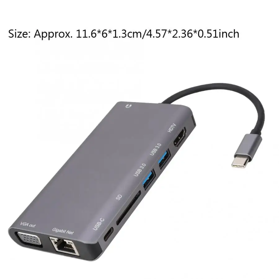 8В1 USB3.0x2+ HDMI/VGA+ JACK 3,5+ Gigabit Lan+ type-C(Pd) порт док-станция HDMI док-станция