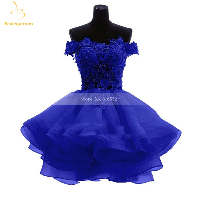 Bealegantom New Lovely Lilac Short Prom Dresses 2021 Sweetheart Flowers Organza Homecoming Graduation Dresse Formal Party Gown royal blue