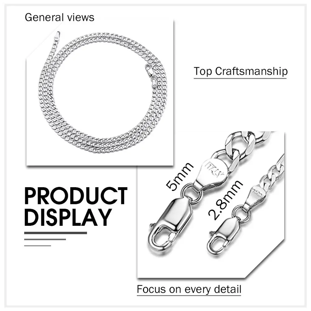 Najtaniej U7 925 Sterling Silver włoski kubański Link łańcuszek naszyjniki dla kobiet mężczyzn dzieci 2.8mm 5mm łańcuch figaro warstwa naszyjnik SC289