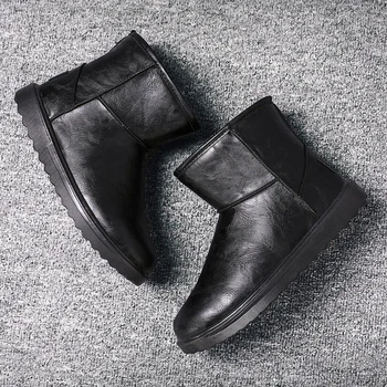 

2020 new winter snow boots men's leather warm fur ankle boots casual shoes men's military tactical work boots retro style boots
