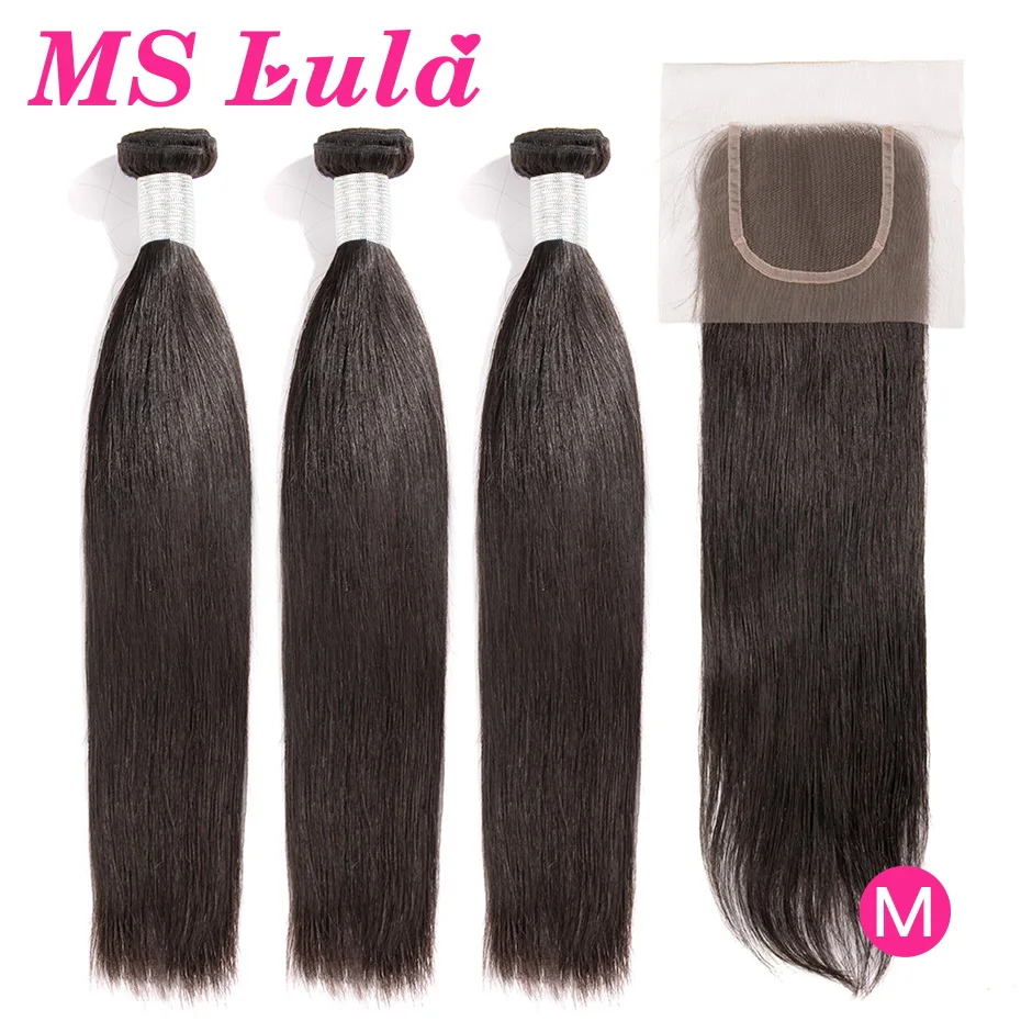 Прямые волосы с застежкой 4x4 MS Lula Remy перуанские человеческие для плетения длинных