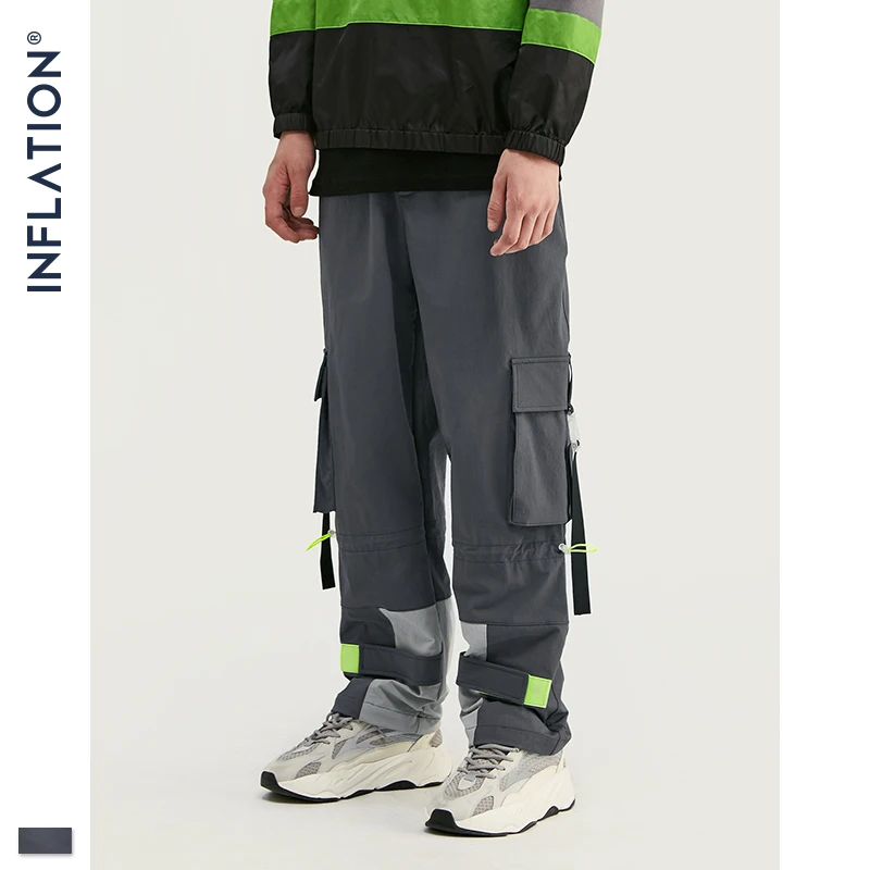 

INFLATION DESIGN Tapered Men Casual Pants In Grey With Toggles Relaxed Men Loose Fit Casual Pants Street Wear Men Pants 93360W
