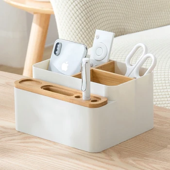 

Detachable Cosmetic Storage Mobile Phone Storage Box Remote Control Box Wooden Living Room Desktop Wood Organiion Food Storage