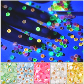

Glitter Luminous Noctilucent Color Nail Rhinestones Glass 3D Charm Non Hot Fix FlatBack Strass Fluorescence AB Art Decorations
