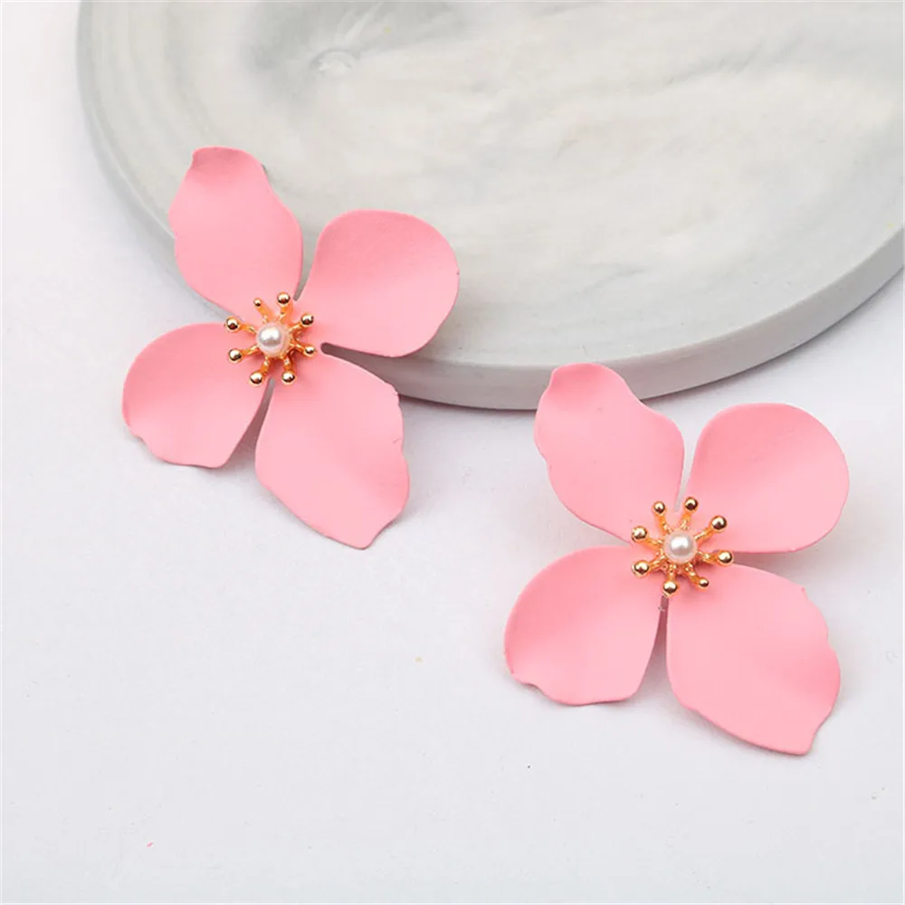 CRLEY Romantic Lovely Flower Simple Stud Earrings For Women Brinco Korean Sweet Big Statement Beach Party Earring Girls Gift | Украшения и