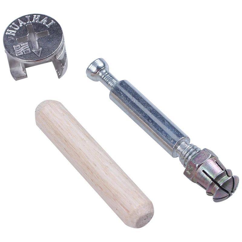 

5 Sets Furniture Connector 0.55" Dia Cam Fittings Pre-inserted Nuts Dowels