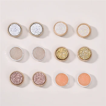 

Mini Round Fake Resin Druzy Stone Ear Stud Metallic Rose Gold Druzy Post Earring