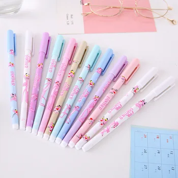 

4 pcs/lot Pink Panther Gel Pen Cute 0.5 mm black ink Signature pens for writing school supplies stationery gift