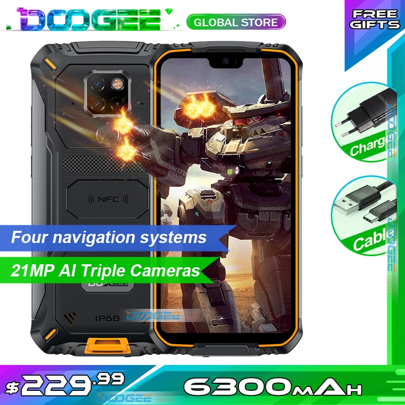 

IP68 Doogee S68 Pro Rugged Phone Helio P70 Octa-core 6GB 128GB 21MP+8MP+8MP 5.84" IPS Display 6300mAh 12V/2A Charge Smartphone