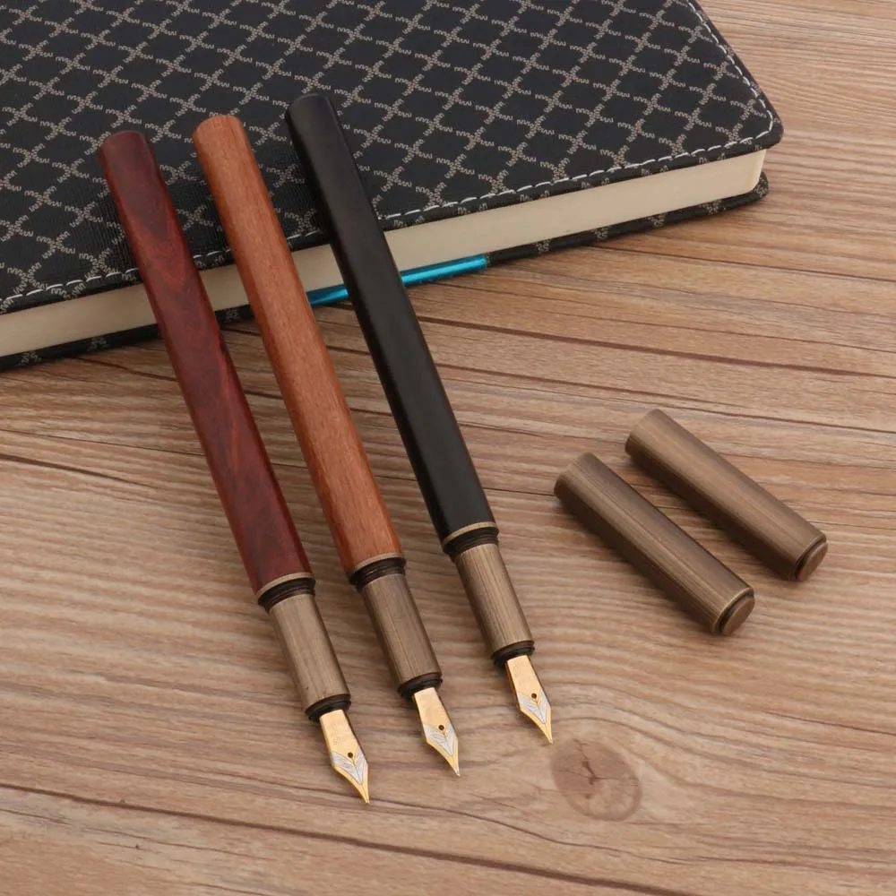 High Quality 007 WOOD Fountain Pen Brass Sandal wood Spin INK Pens Office Writing Supplies New | Канцтовары для офиса и дома