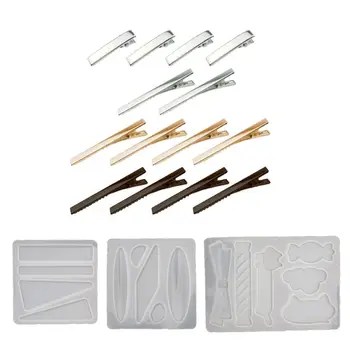 

Handmade Acrylic Resin Hair Barrettes Resin Mold Geometric Shape Alligator Hair Clips UV Epoxy Resin Mold Jewelry Tools
