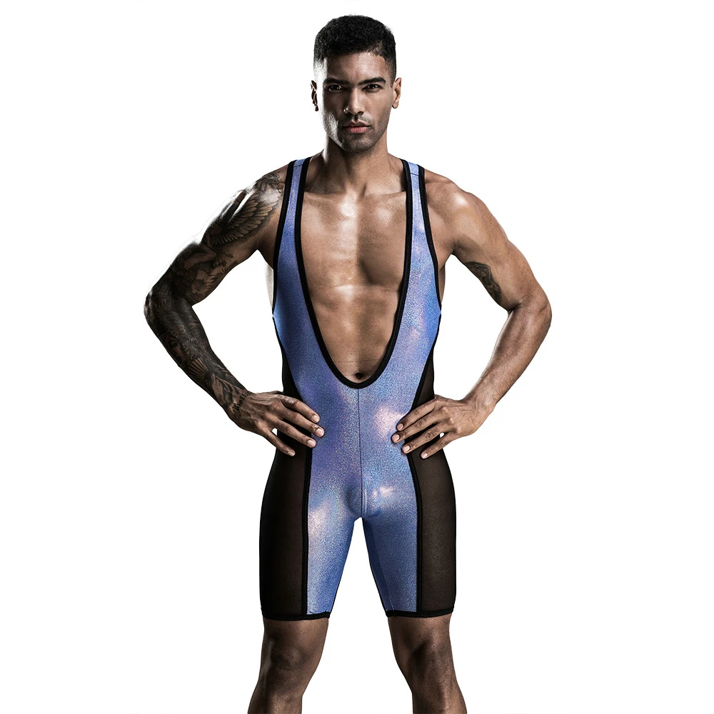 Mens One Piece Jockstrap Leotard Underwear Jumpsuits Wrestling Singlet