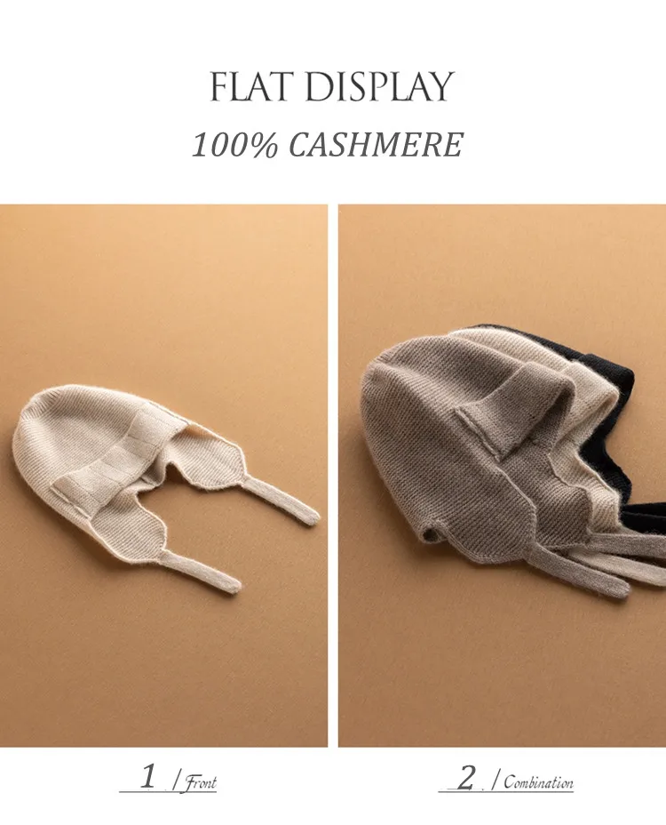 Russische Ushanka-Mütze für Damen mit Ohrenklappen, 100 % Kaschmir, Wintermütze, winddicht, dick, warm, schneefest, hohe Qualität. – Detail 6